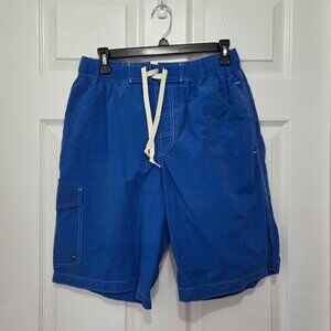 St. John's Bay Men Cargo Elastic Waistband Drawstring Blue Swim Short sz Medium